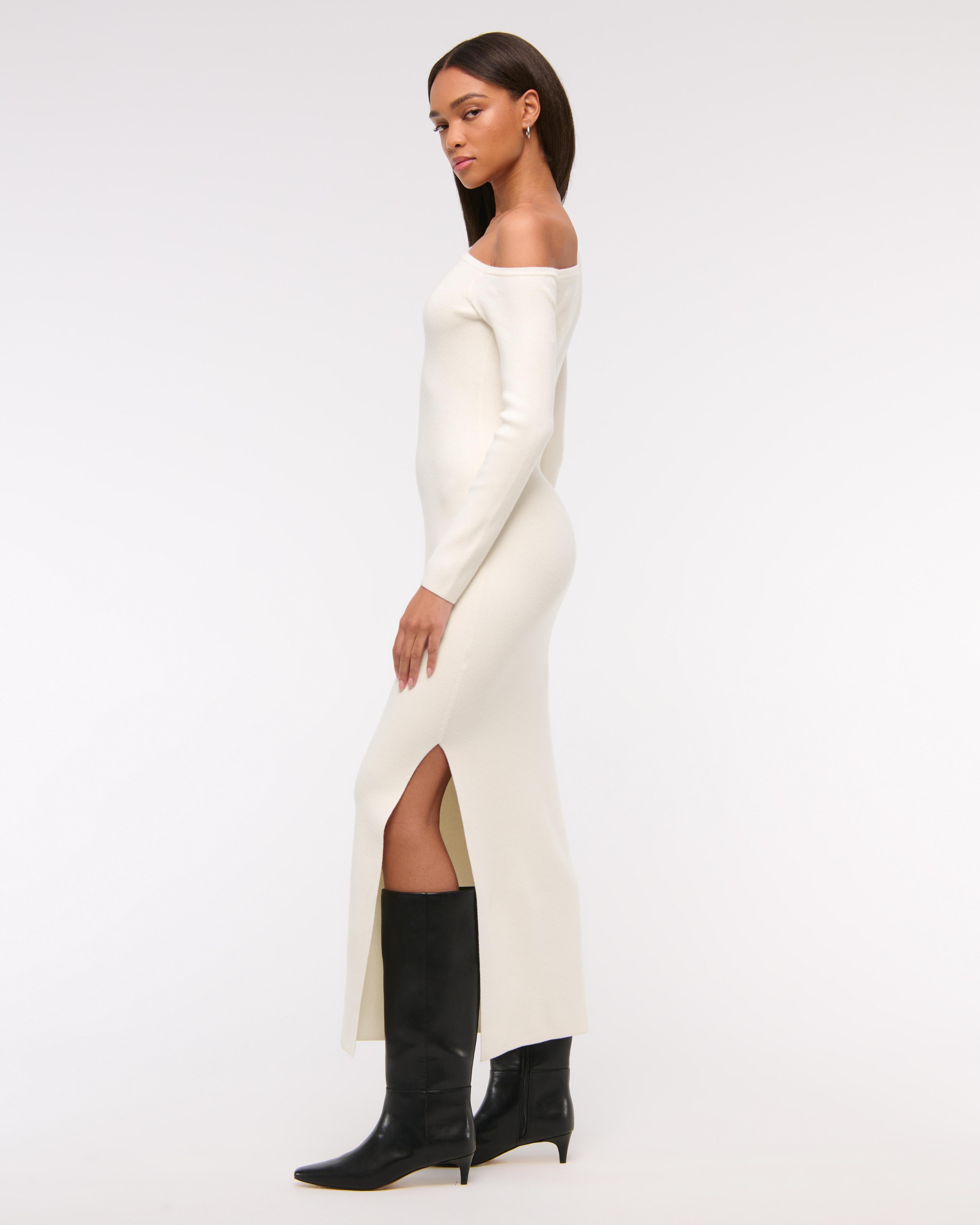 One-Shoulder Maxi Sweater Dress Product Image