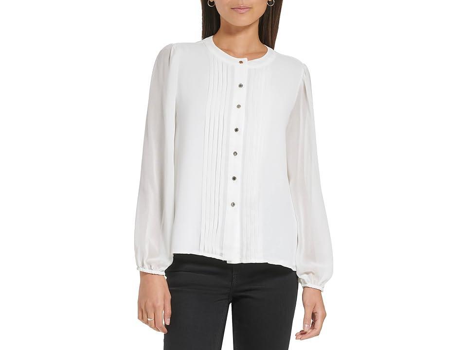 Calvin Klein Pleat Plaket Button Front (Soft ) Women's Clothing Product Image