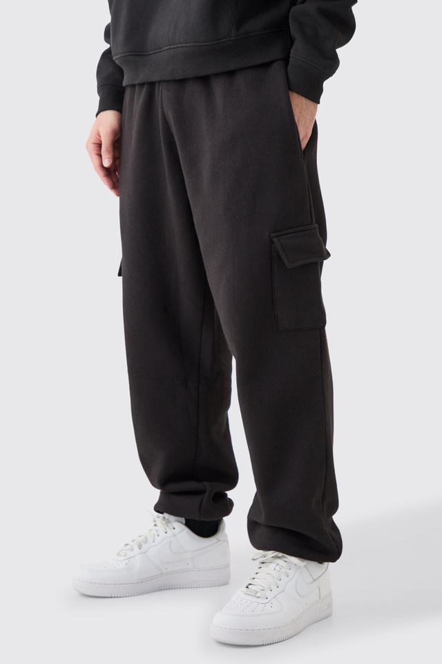 Mens Black Oversized Fit Cargo Jogger, Black Product Image