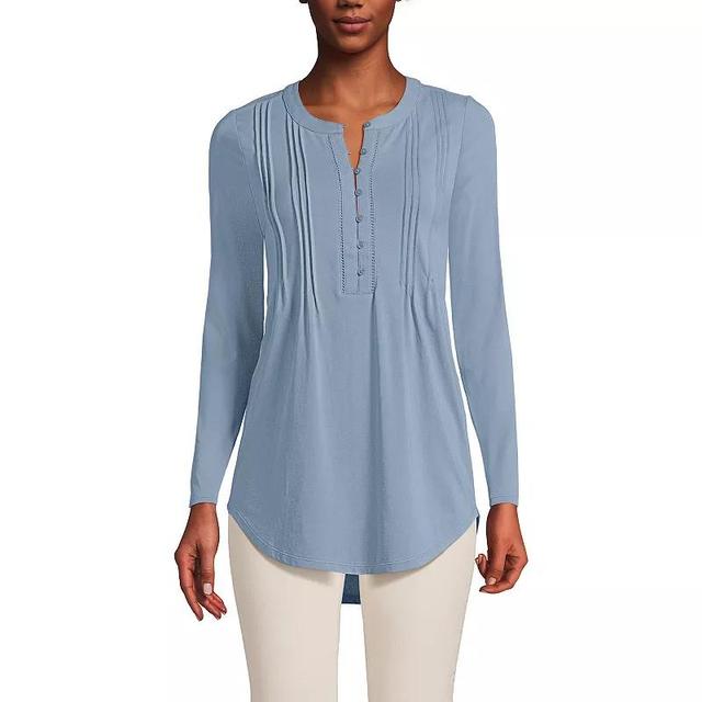 Lands End Womens Long Sleeve Lattice Pintuck Tunic Product Image