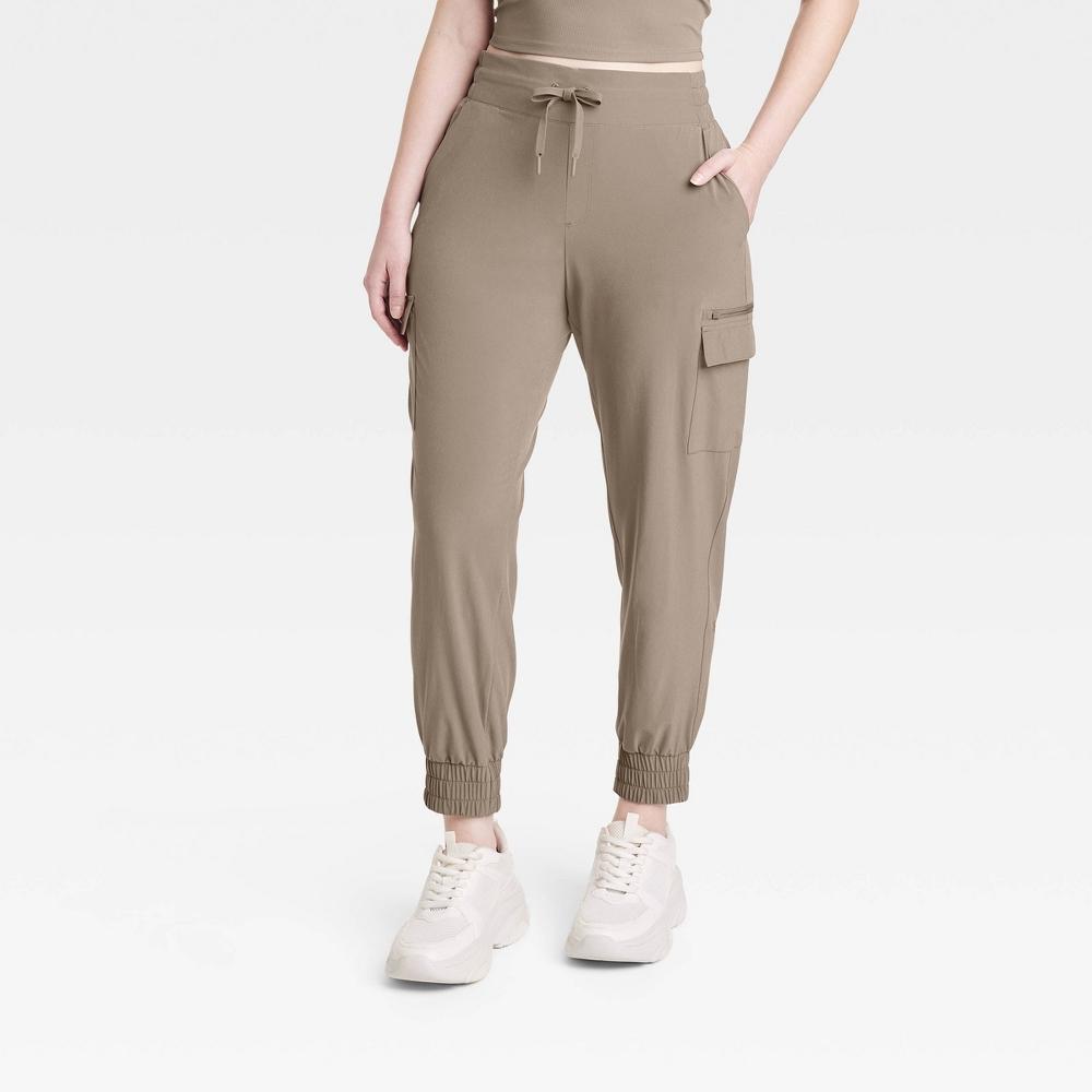 Womens Active Light Mid-Rise Cargo Joggers - All In Motion Taupe XL Product Image