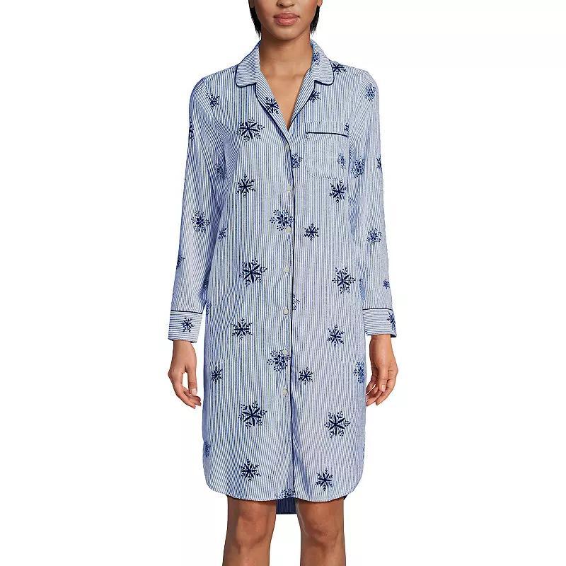 Womens Lands End Drapey Flannel Sleepshirt Nightgown Product Image