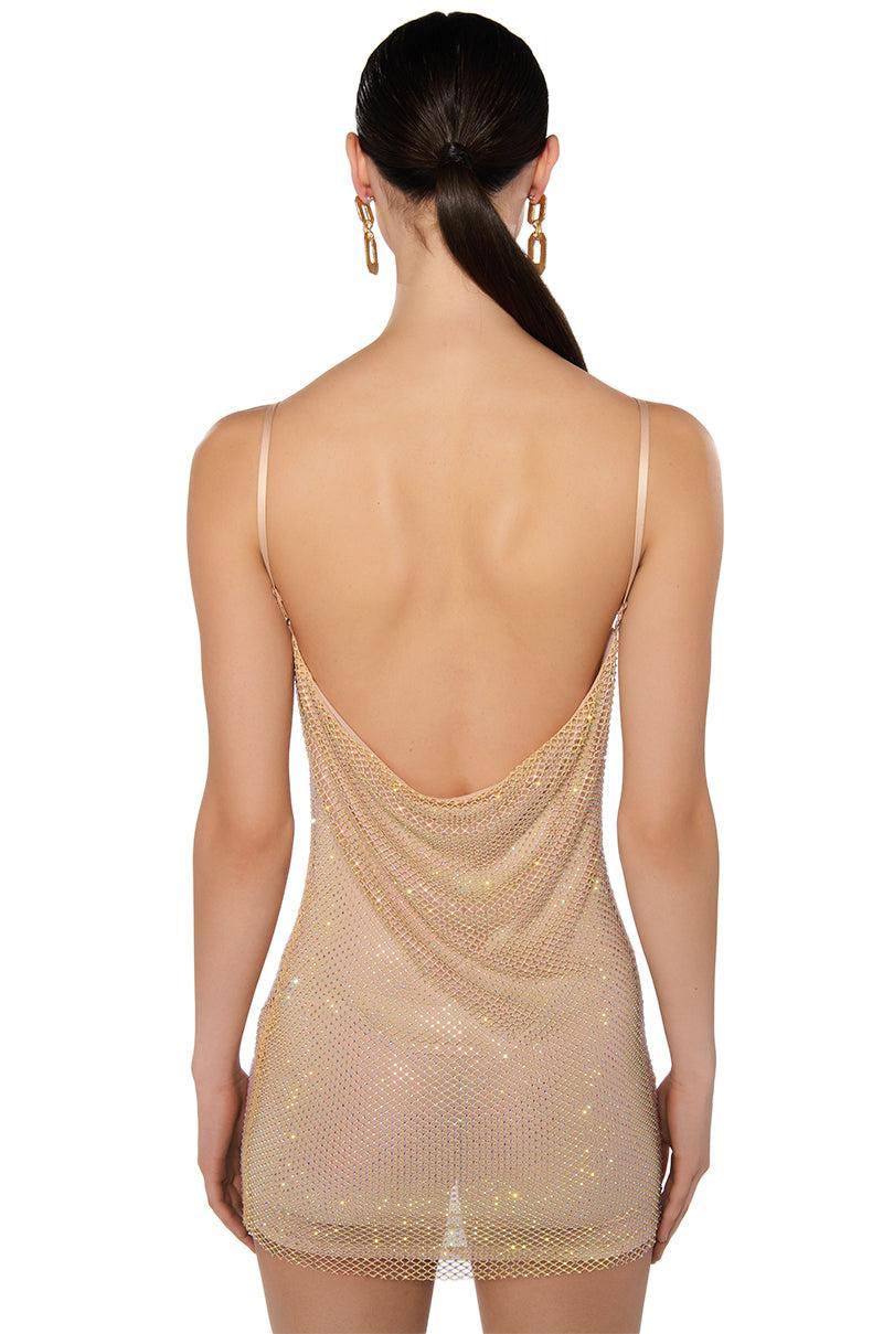 IN THE NUDE RHINESTONE BACKLESS MINI DRESS Product Image