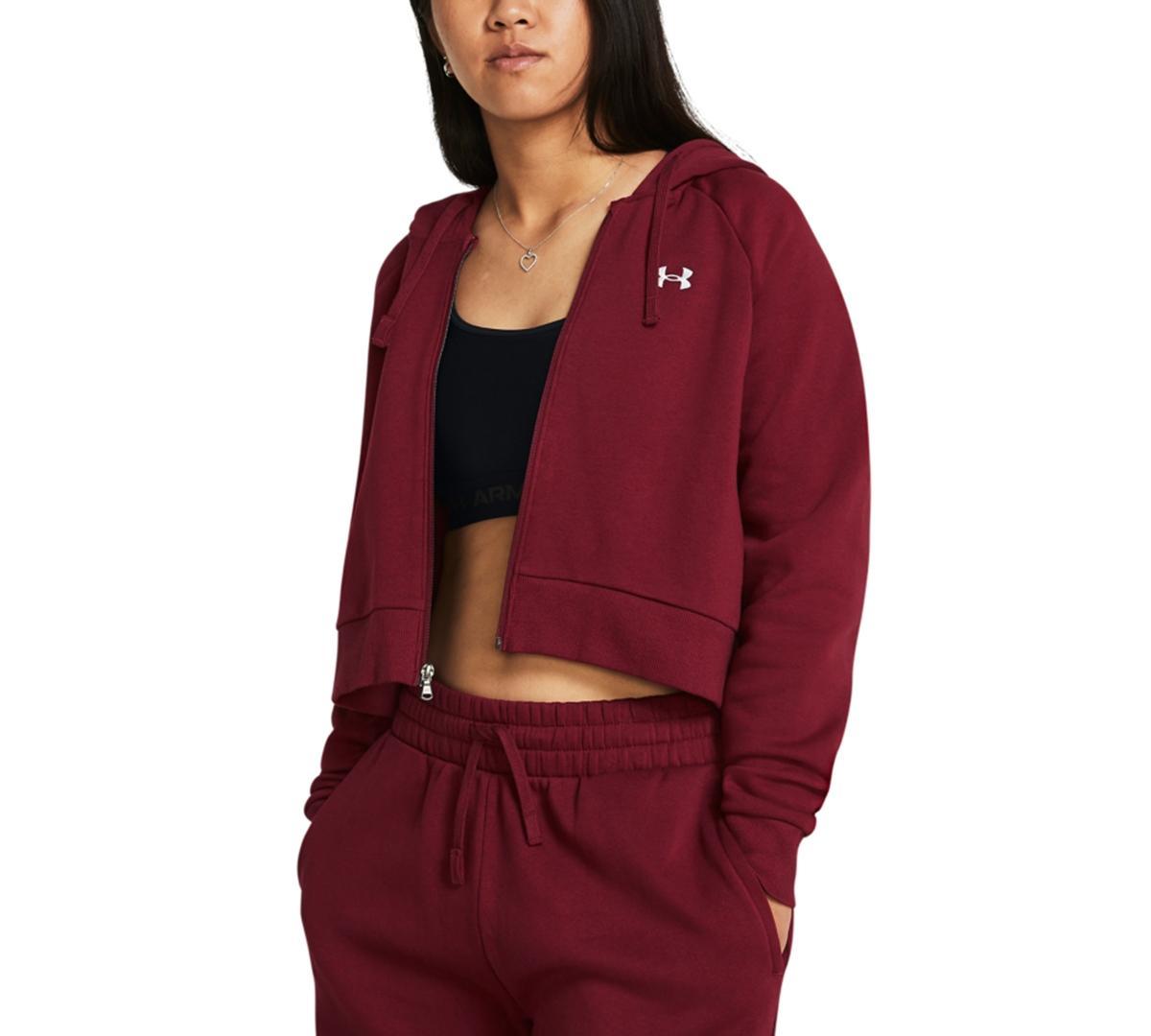 Under Armour Womens Rival Fleece Cropped Zippered Hoodie Product Image