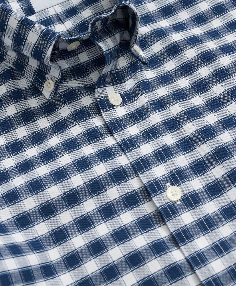 Stretch Cotton Non-Iron Oxford Polo Button Down Collar, Outline Check Shirt Product Image