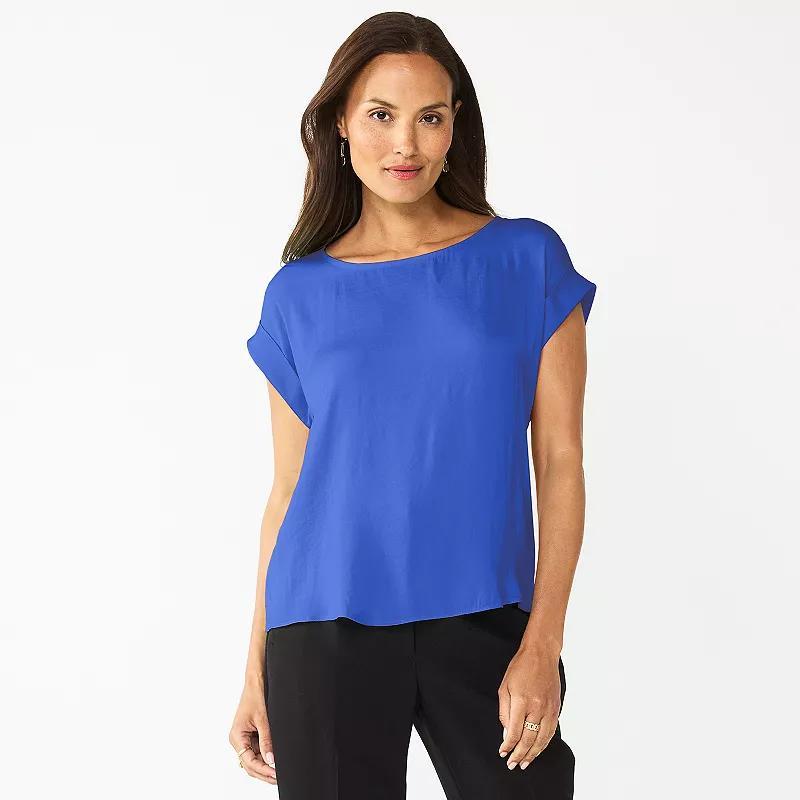 Womens Nine West Roll Cuff Woven Tee Product Image