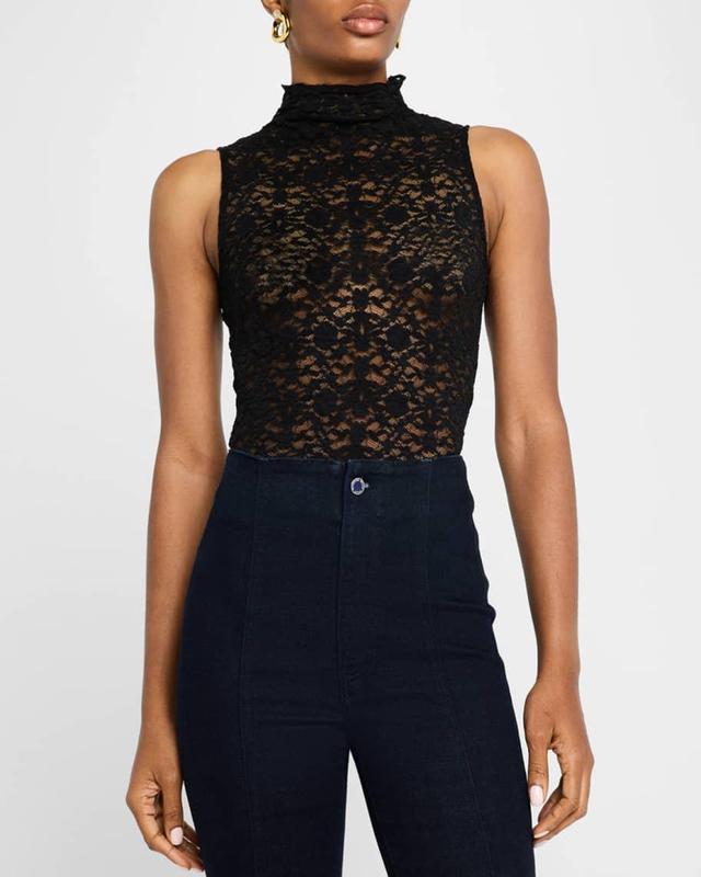 Alora Sleeveless Lace Turtleneck Top Product Image