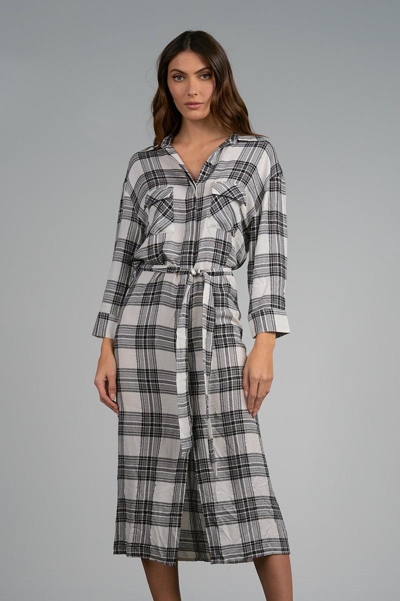 PLAID WRAP DRESS Product Image