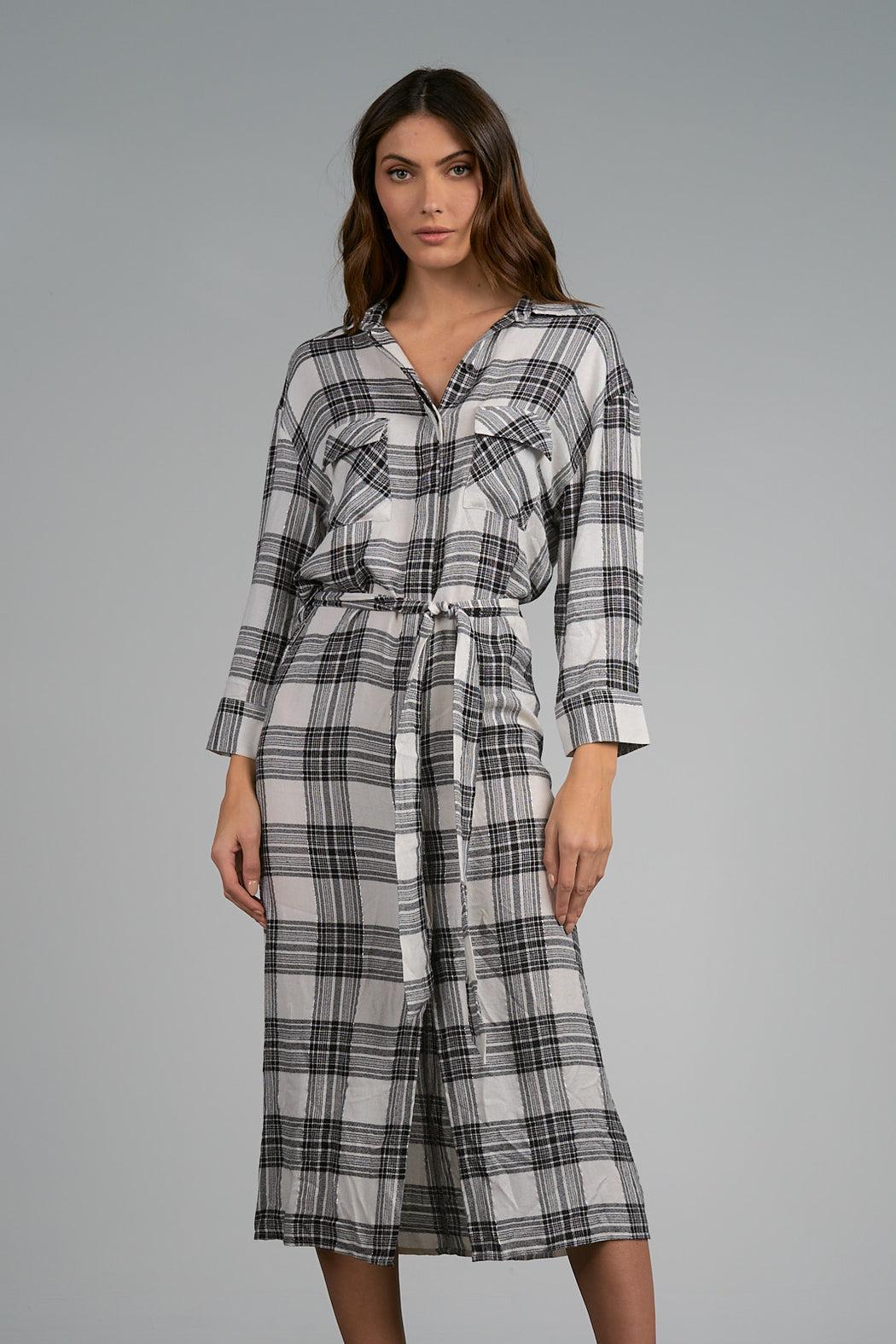 PLAID WRAP DRESS Female Product Image