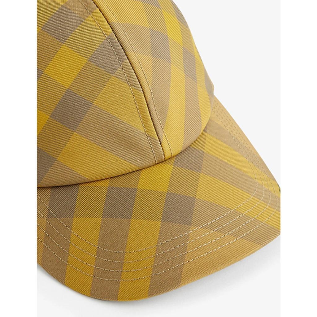 BURBERRY Womens Cedar Washed-check Woven Cap In Nude & Neutrals Product Image