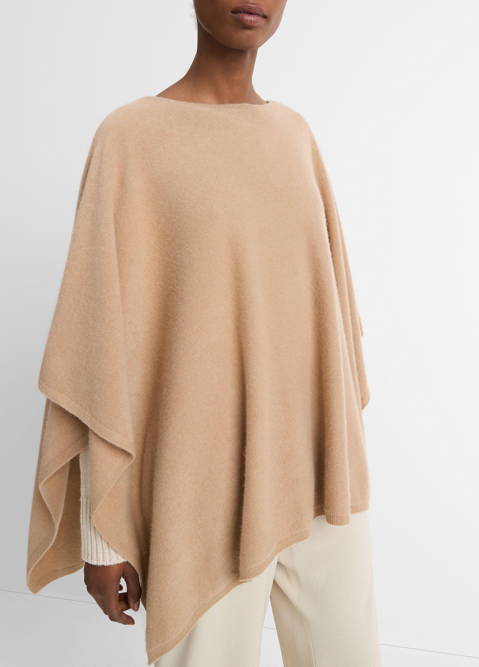 Reverse-Jersey Cashmere Boat-Neck Poncho Product Image