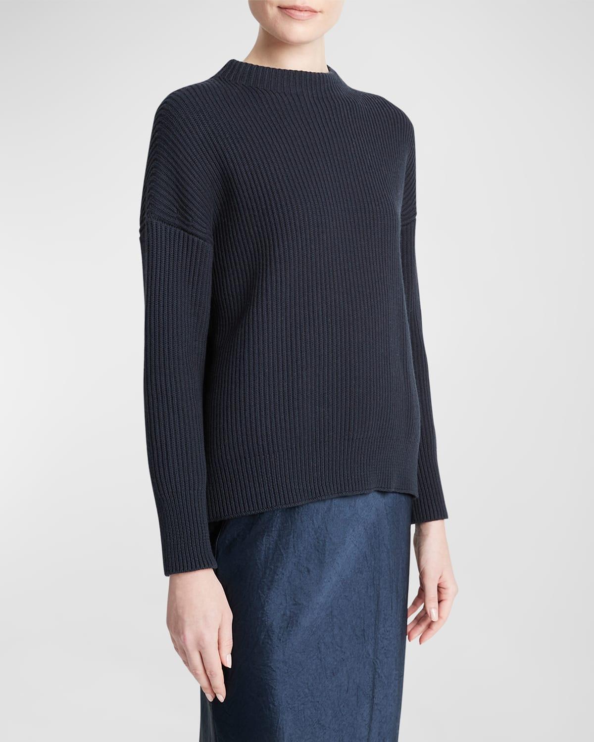 Ribbed Funnel-Neck Cotton Cashmere Sweater Product Image