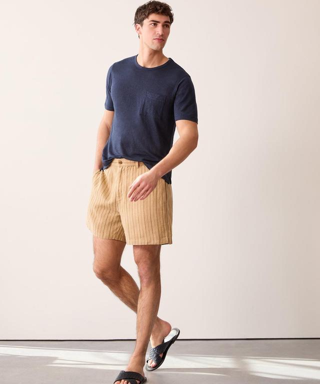 5" Linen Beachcomber Short in Khaki Stripe Product Image