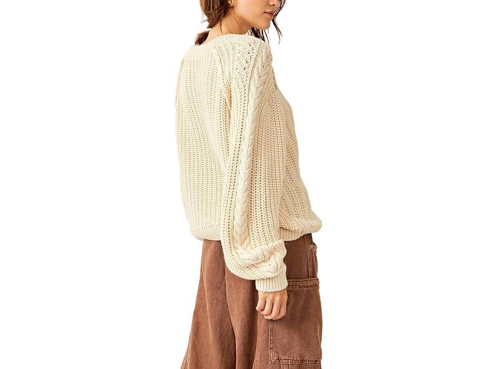 Free People Frankie Cable Sweater in Ivory. Size L, M, S. Product Image