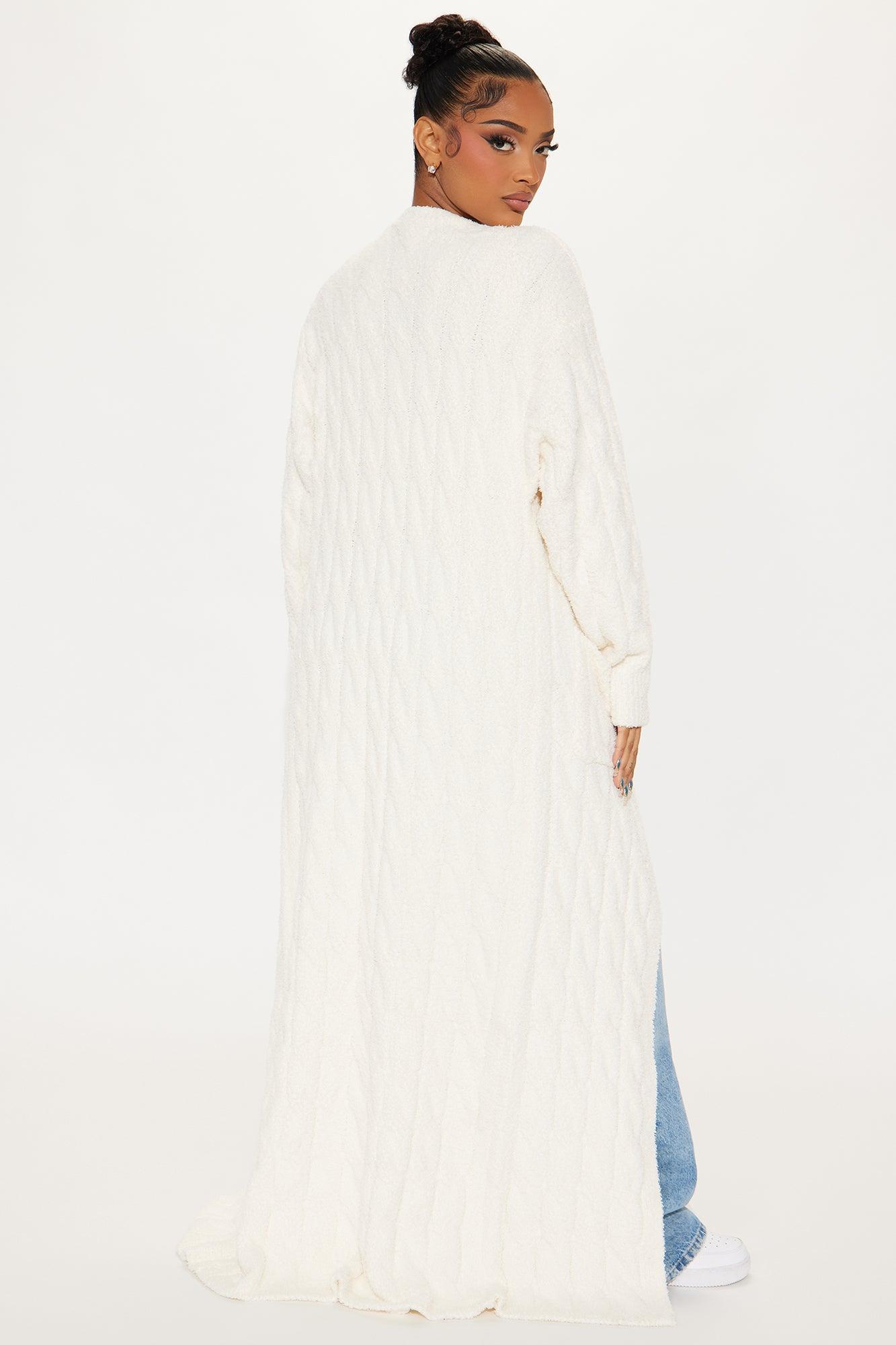 Staying In Fuzzy Long Cardigan - Ivory Product Image