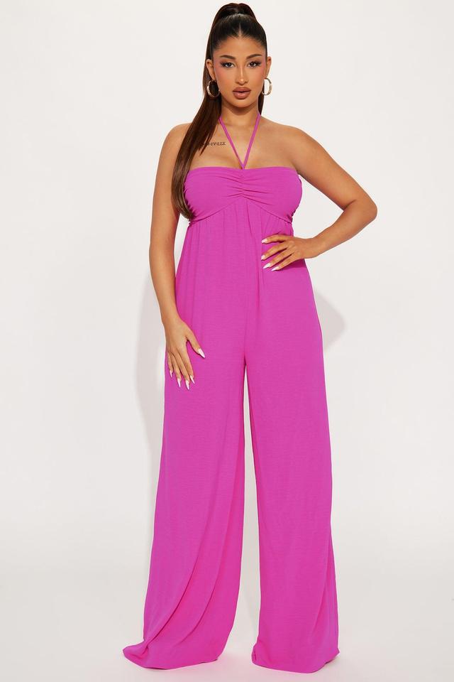 Cabana Beach Jumpsuit - Hot Pink Product Image