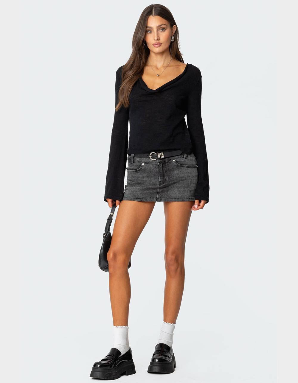 EDIKTED Bev Stretchy Denim Micro Skirt Product Image