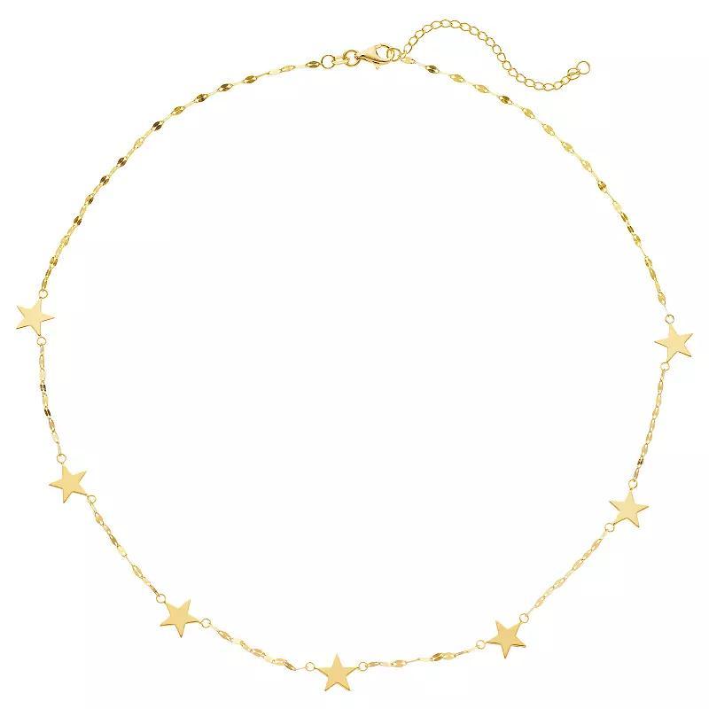 14k Gold Star Station Necklace, Womens Product Image