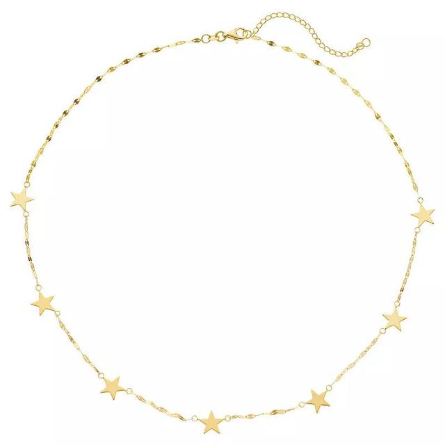 14k Gold Star Station Necklace, Womens Yellow Product Image