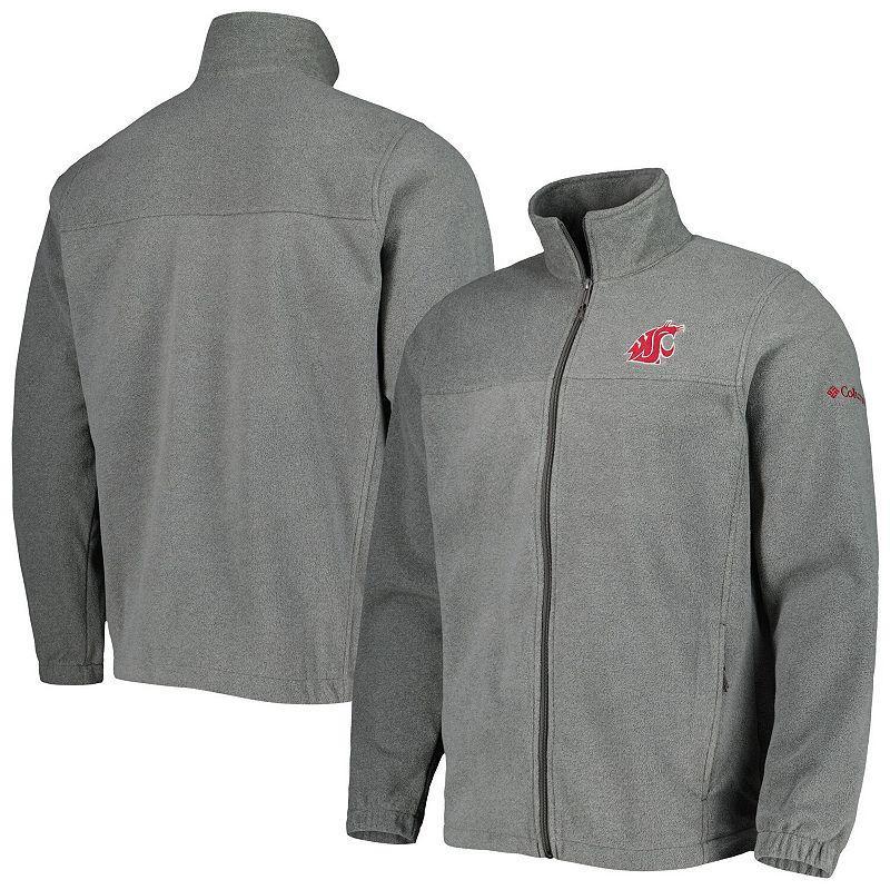 Mens Columbia Charcoal Washington State Cougars Flanker III Fleece Team Full-Zip Jacket Product Image