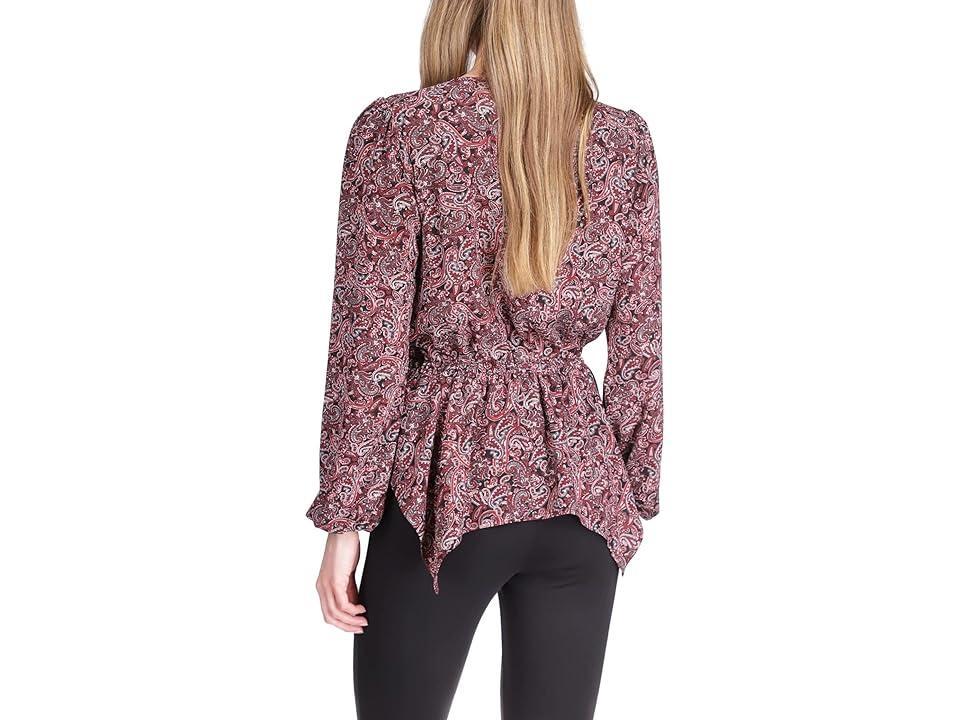 MICHAEL Michael Kors Pop Lux Paisley Wrap Top (Royal Pink) Women's Clothing Product Image