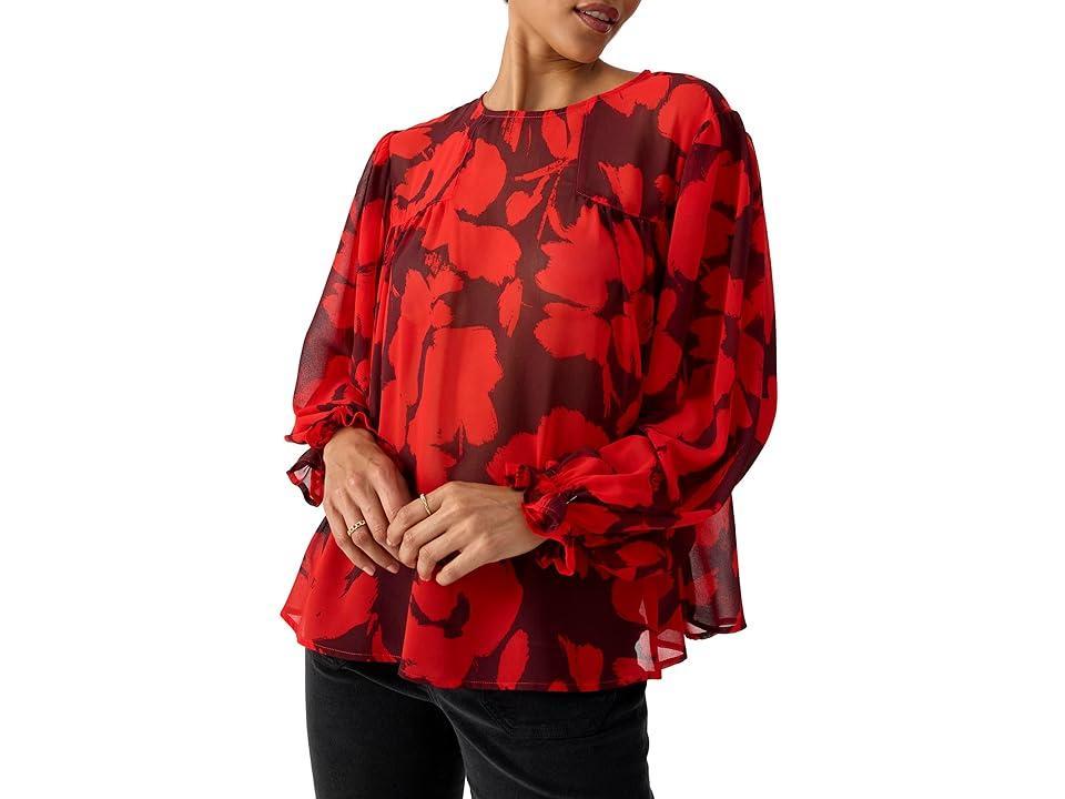 Sanctuary Ruffle Moment Print Chiffon Top Product Image