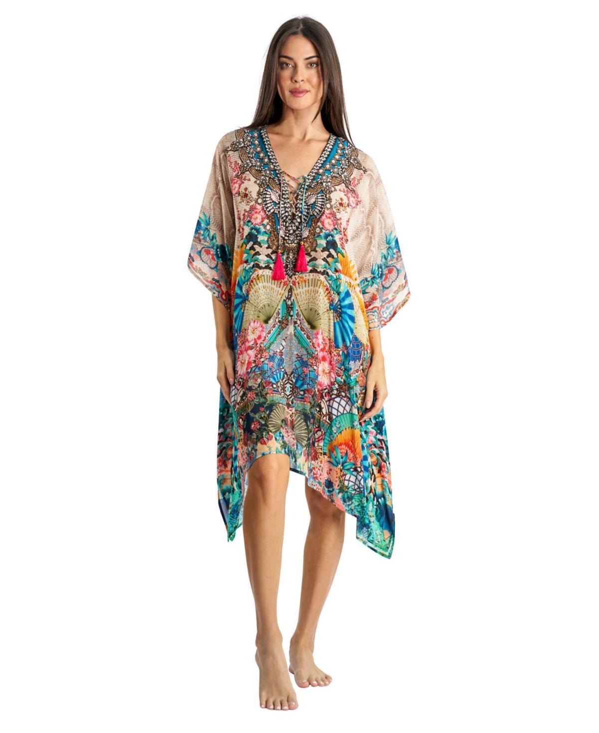 La Moda Clothing Womens V-neck Short Kaftan Dress Product Image