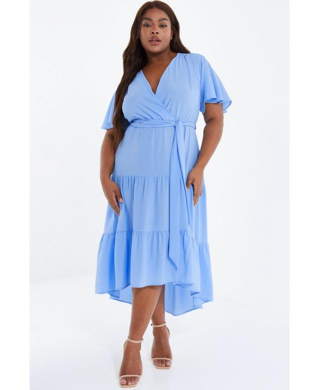 Quiz Womens Crepe Tiered Wrap Dip Hem Dress Product Image