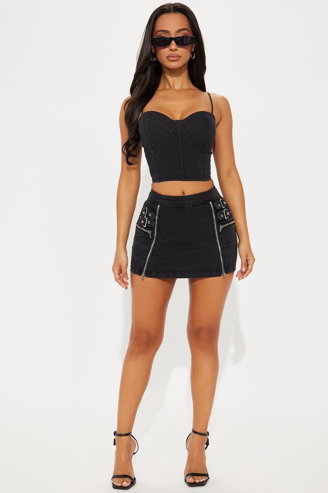 His Loss Moto Denim Mini Skirt - Black Product Image