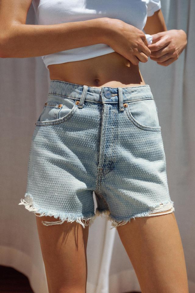 TRF HIGH RISE RHINESTONE DENIM SHORTS Product Image