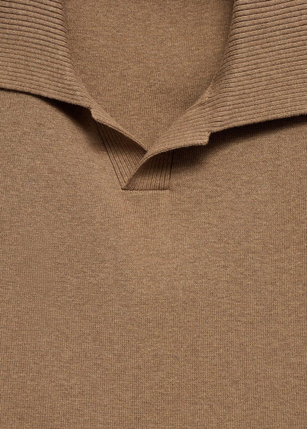 MANGO MAN - Textured knitted cotton polo shirt medium brownMen Product Image