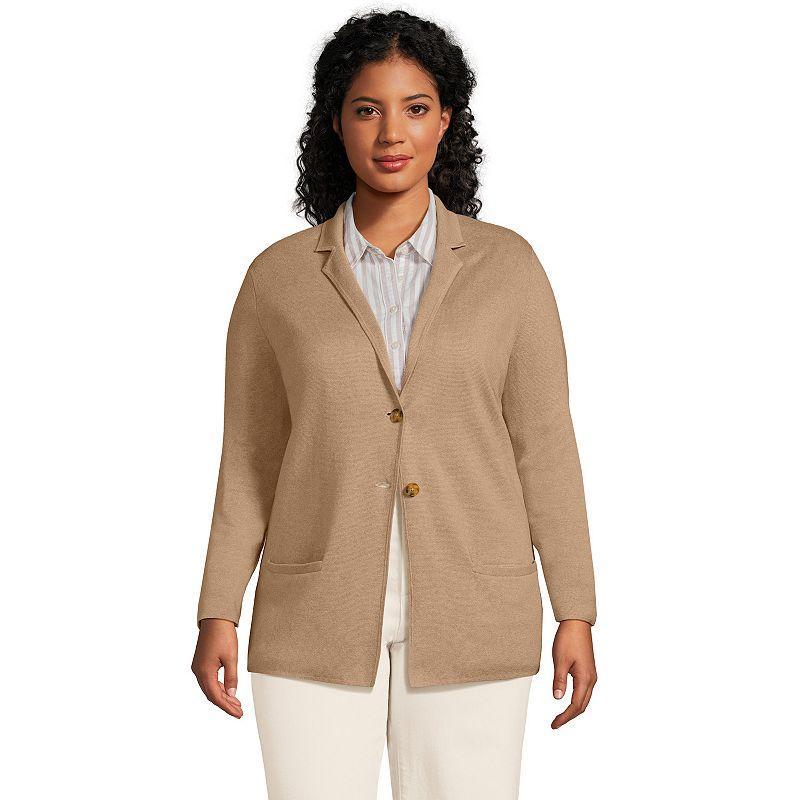 Plus Size Lands End Sweater Blazer, Womens Med Grey Product Image