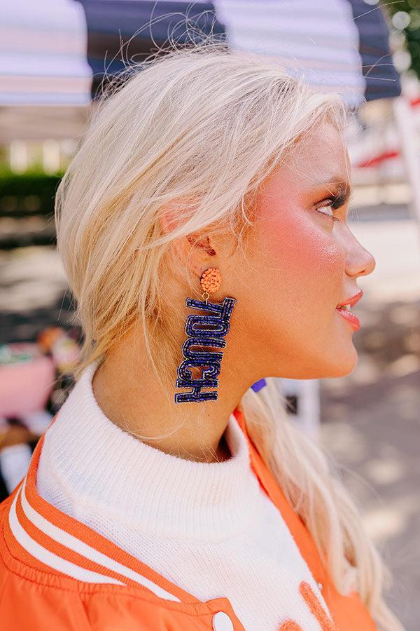 Touchdown Beaded Earrings In Navy Product Image