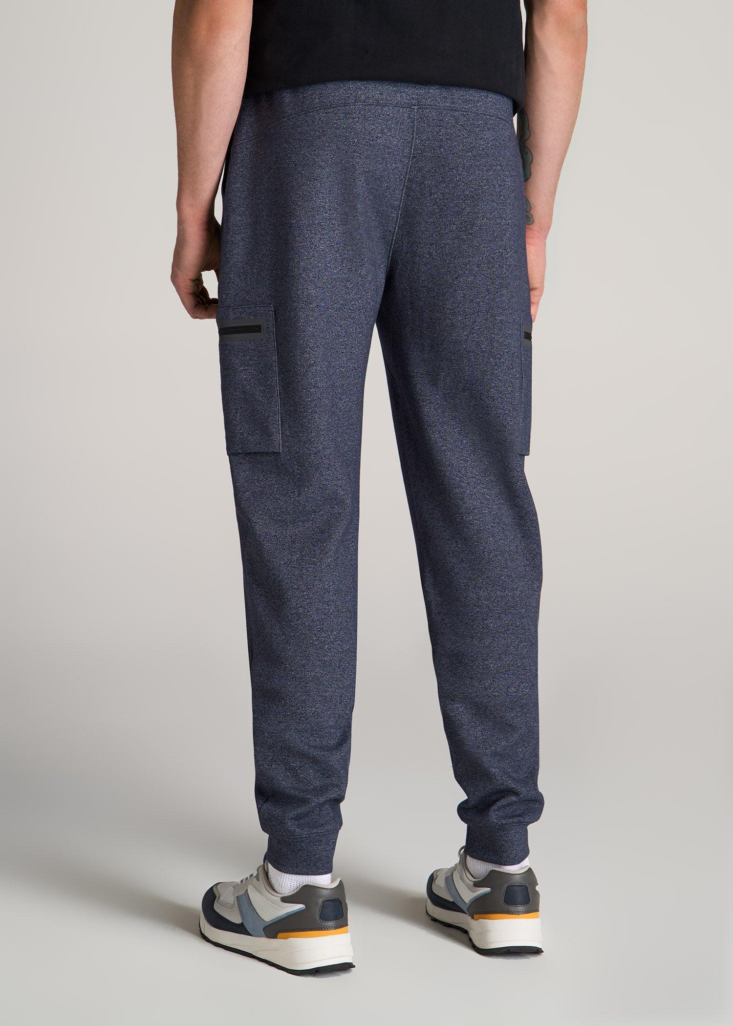 Utility Fleece Cargo Joggers for Tall Men in Evening Blue Mix Male Product Image