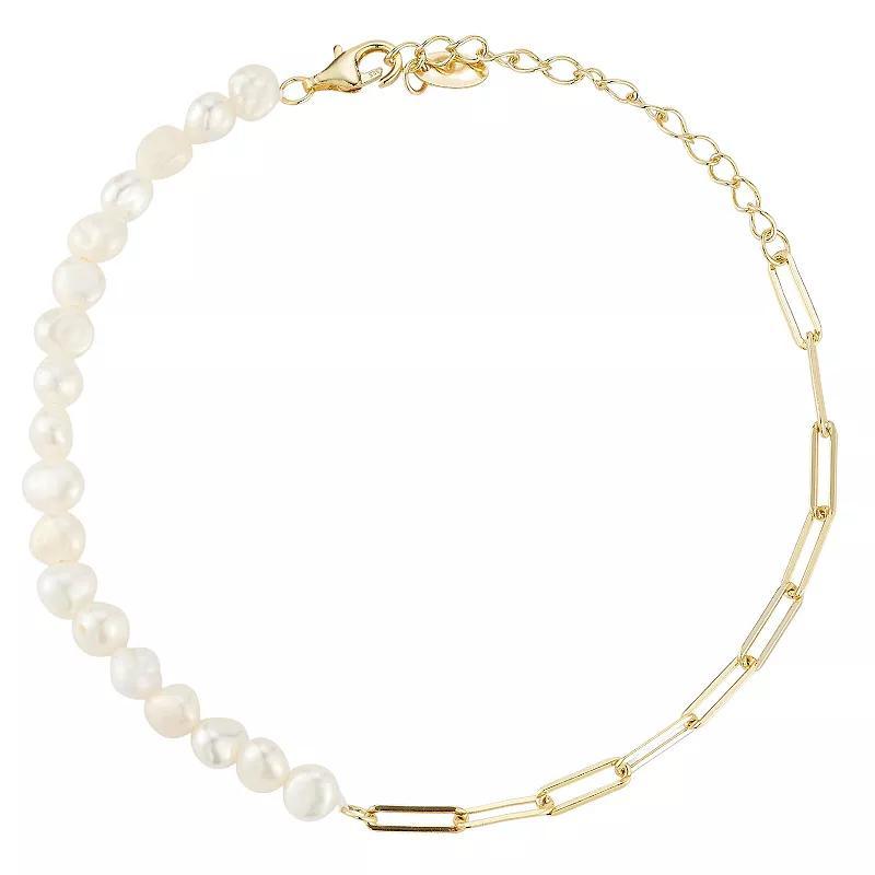 Sunkissed Sterling Freshwater Cultured Pearl & Link Bracelet, Womens Gold Tone Product Image