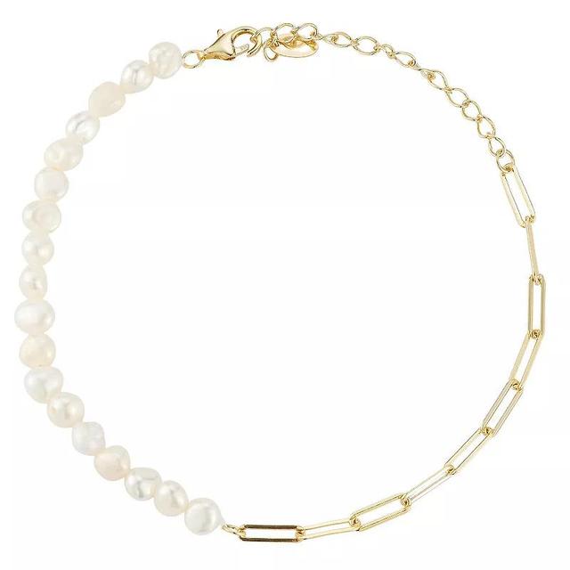 Sunkissed Sterling Freshwater Cultured Pearl & Link Bracelet, Womens Gold Tone Product Image