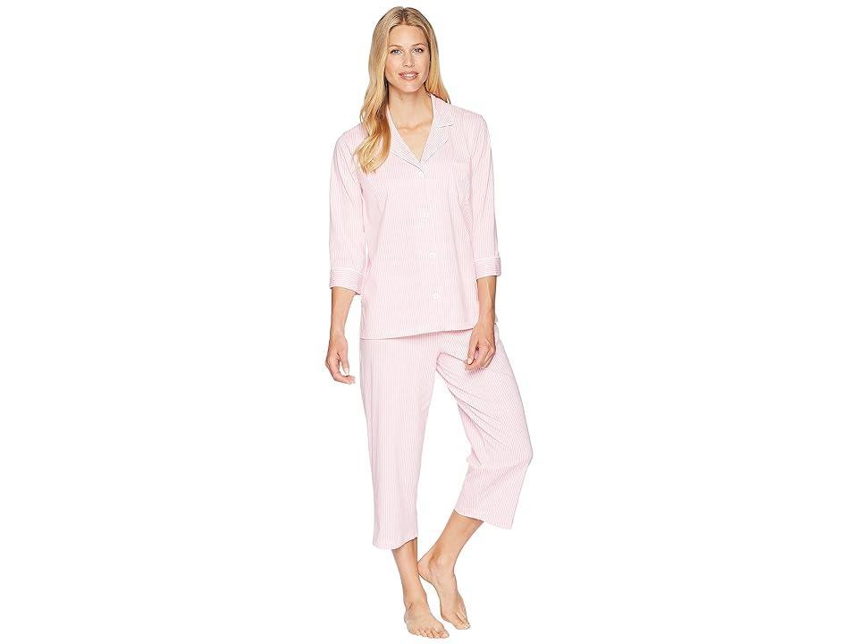 Lauren Ralph Lauren Striped Jersey Notch Collar 34 Sleeve Pajama Set Product Image