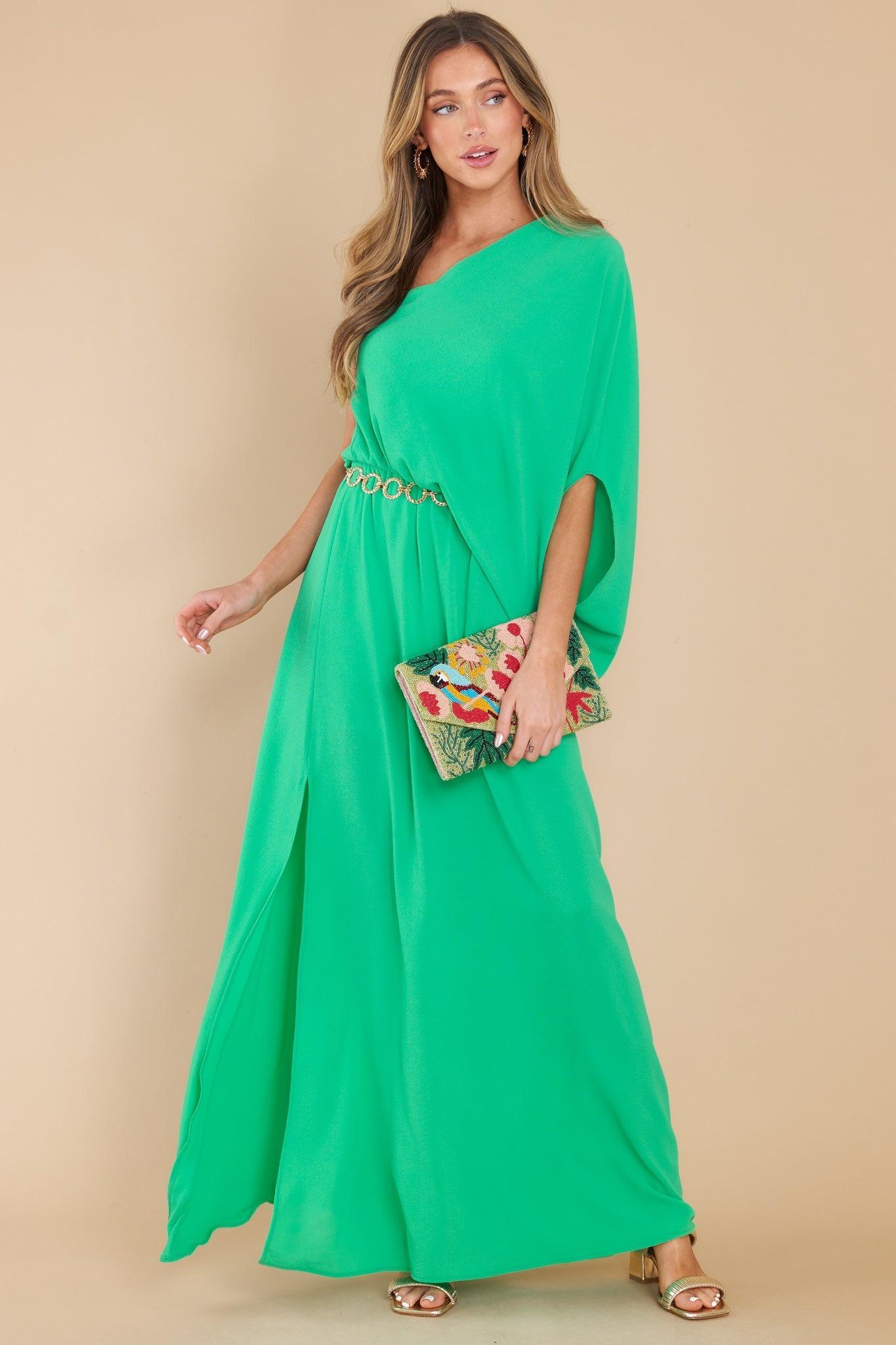 Get Obsessed Green Maxi Dress Product Image