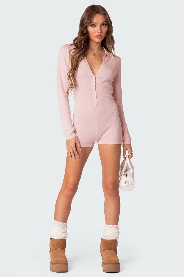 Lillian Button Front Knit Romper Product Image