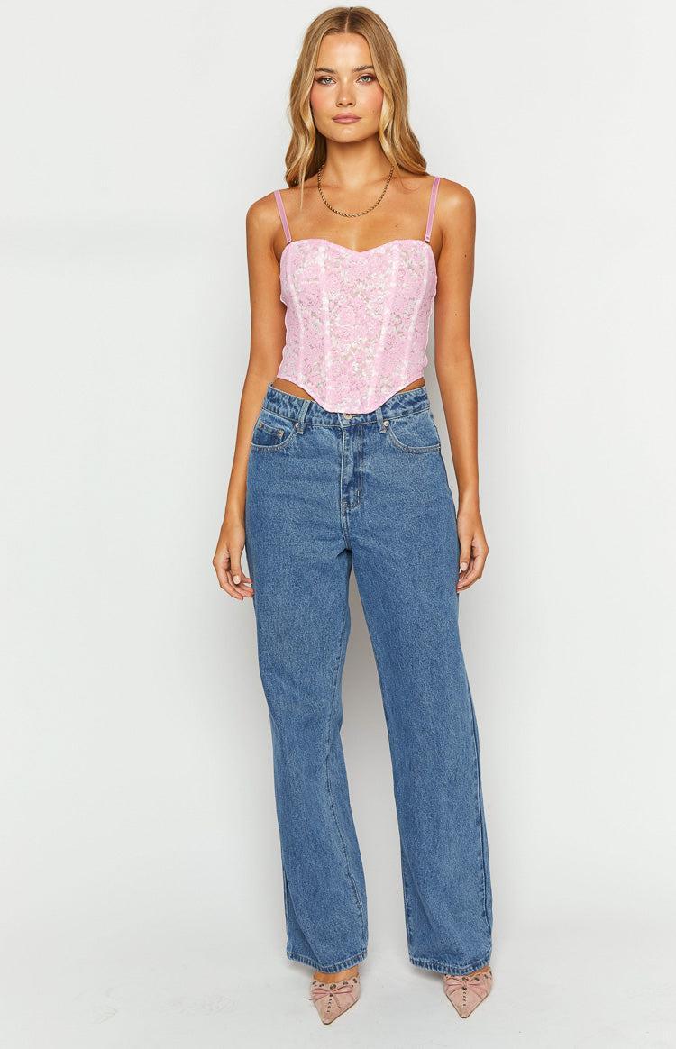 Calliope Mid Wash Mid Rise Slouchy Jeans Product Image