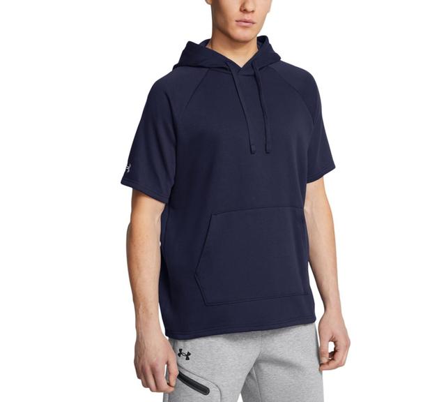 Under Armour Mens Rival Regular-Fit Fleece Hooded T-Shirt - Black /Wht Product Image