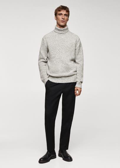 MANGO MAN - Wool turtleneck sweater light/pastel greyMen Product Image