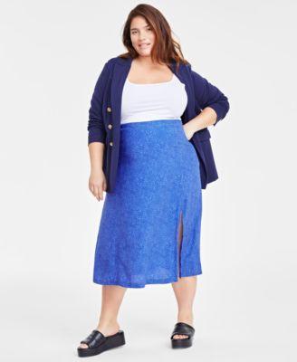 Trendy Plus Size Leopard-Print Slip Midi Skirt, Created for Macy's  product image