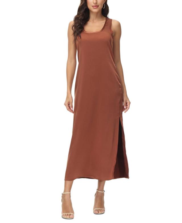 Women's Lela Satin Scoop-Neck Side-Slit Tank Dress Product Image