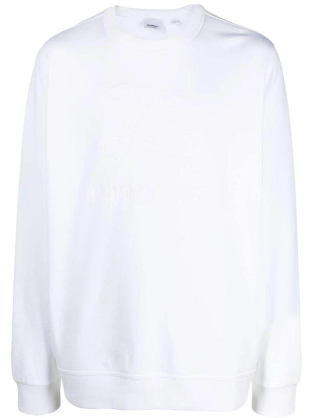 BURBERRY Flocked-logo Cotton Sweatshirt In White Product Image