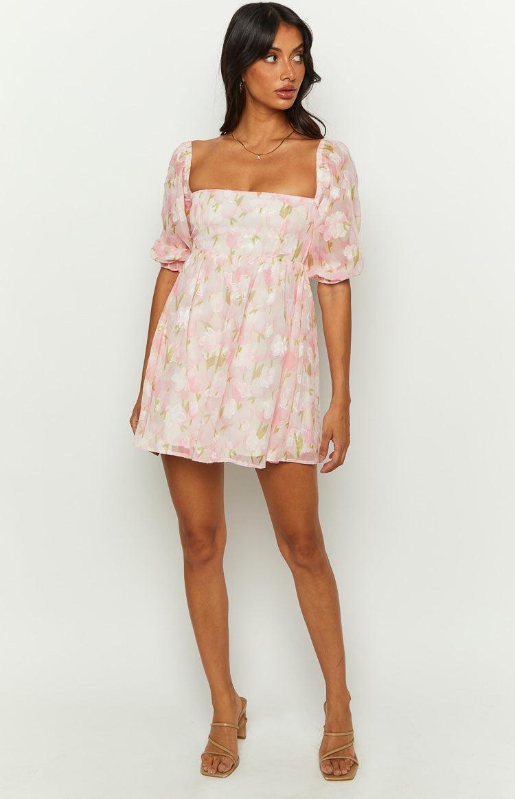 Rubi Pink Floral Babydoll Mini Dress Product Image