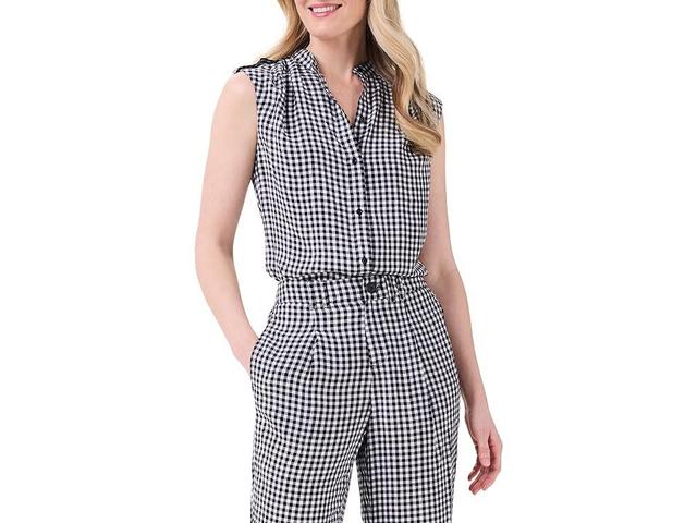 NIC+ZOE Petite Drapey Gingham Tank Multi) Women's Clothing Product Image