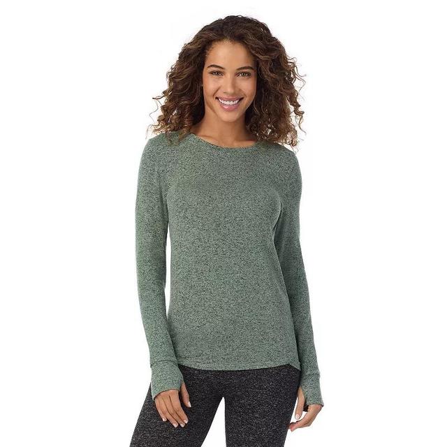 Womens Cuddl Duds Soft Knit Long Sleeve Crew Top Marled Soft Green Product Image