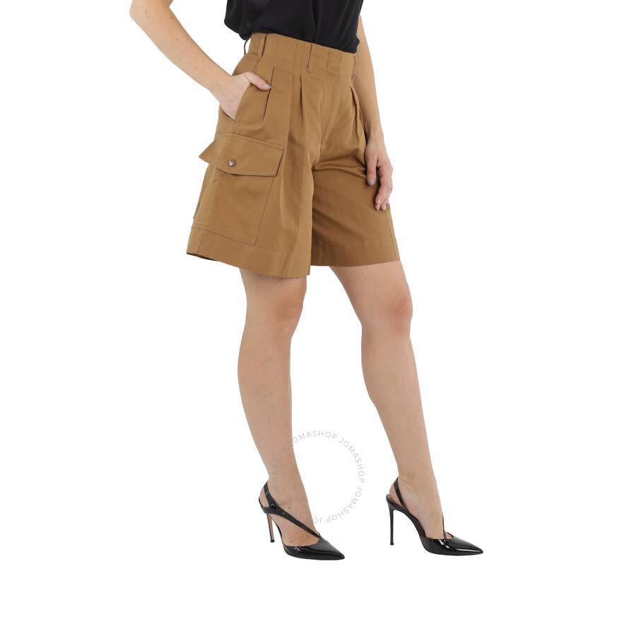 MONCLER Ladies Light Brown Tailored Cargo Shorts Product Image