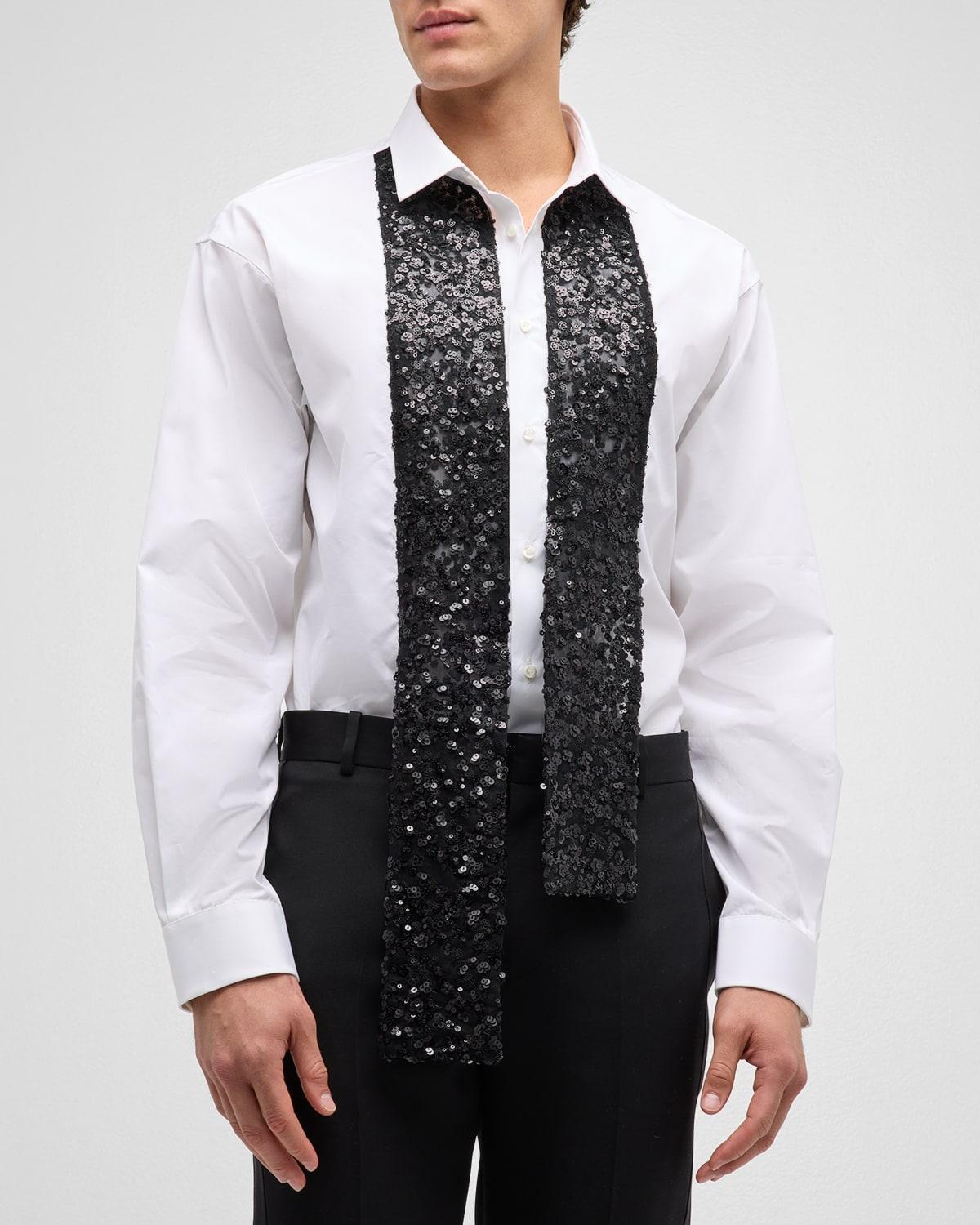 Mens Tuxedo Shirt with Sheer Blossoms Scarf Product Image